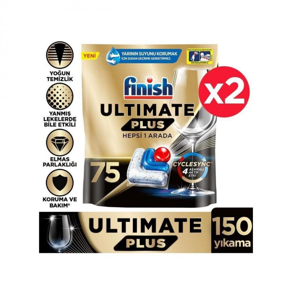 Finish Ultimate Plus Bulaşık Makinesi 75 x 2 Adet