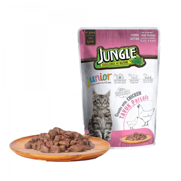 Jungle Tavuk Parçalı Yavru Kedi Maması 100 gr